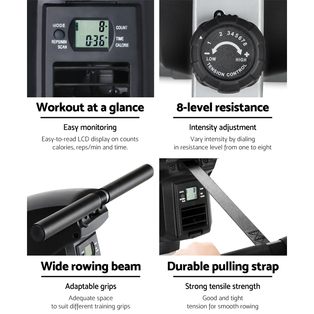 Everfit 8 Level Rowing Exercise Machine - Nurns