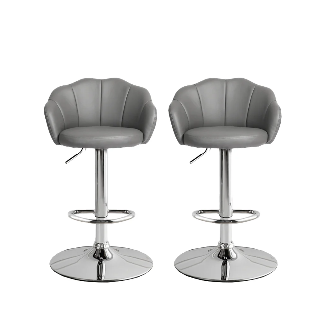 Set of 2 Mesa Bar Stools Kitchen Gas Lift Stool Chair Swivel Barstools Leather - Grey - Nurns