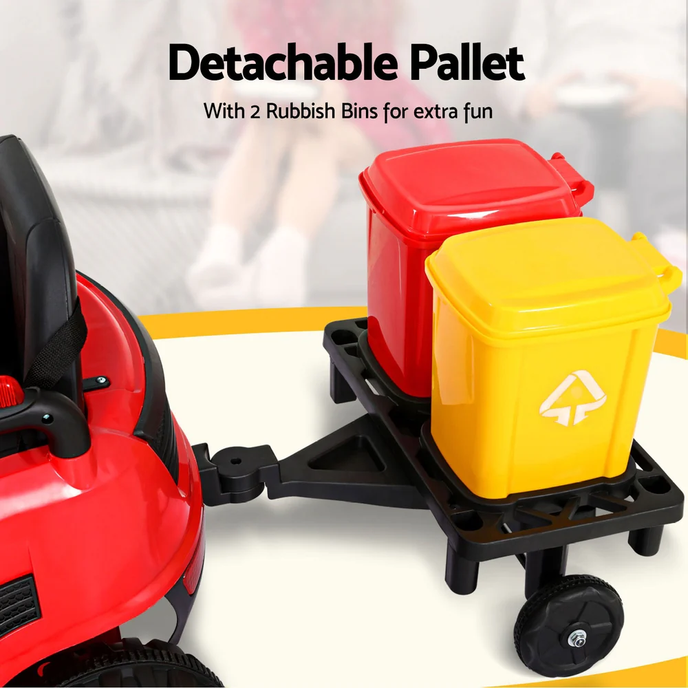 Kids Electric Ride On Car Street Sweeper Truck Toy Cars Remote 12V - Red - Nurns