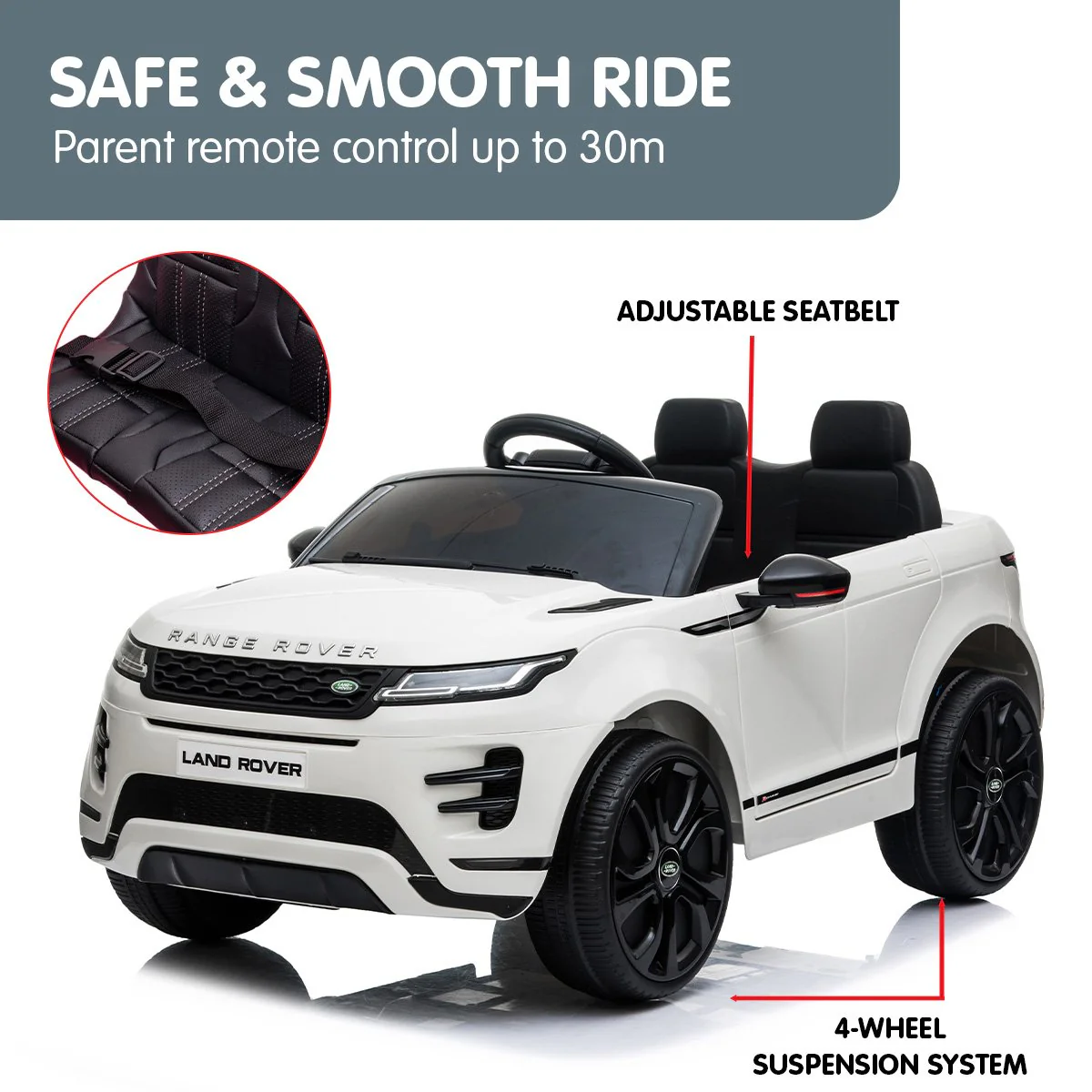 Land Rover Licensed Kids Electric Ride On Car Remote Control - White - Nurns