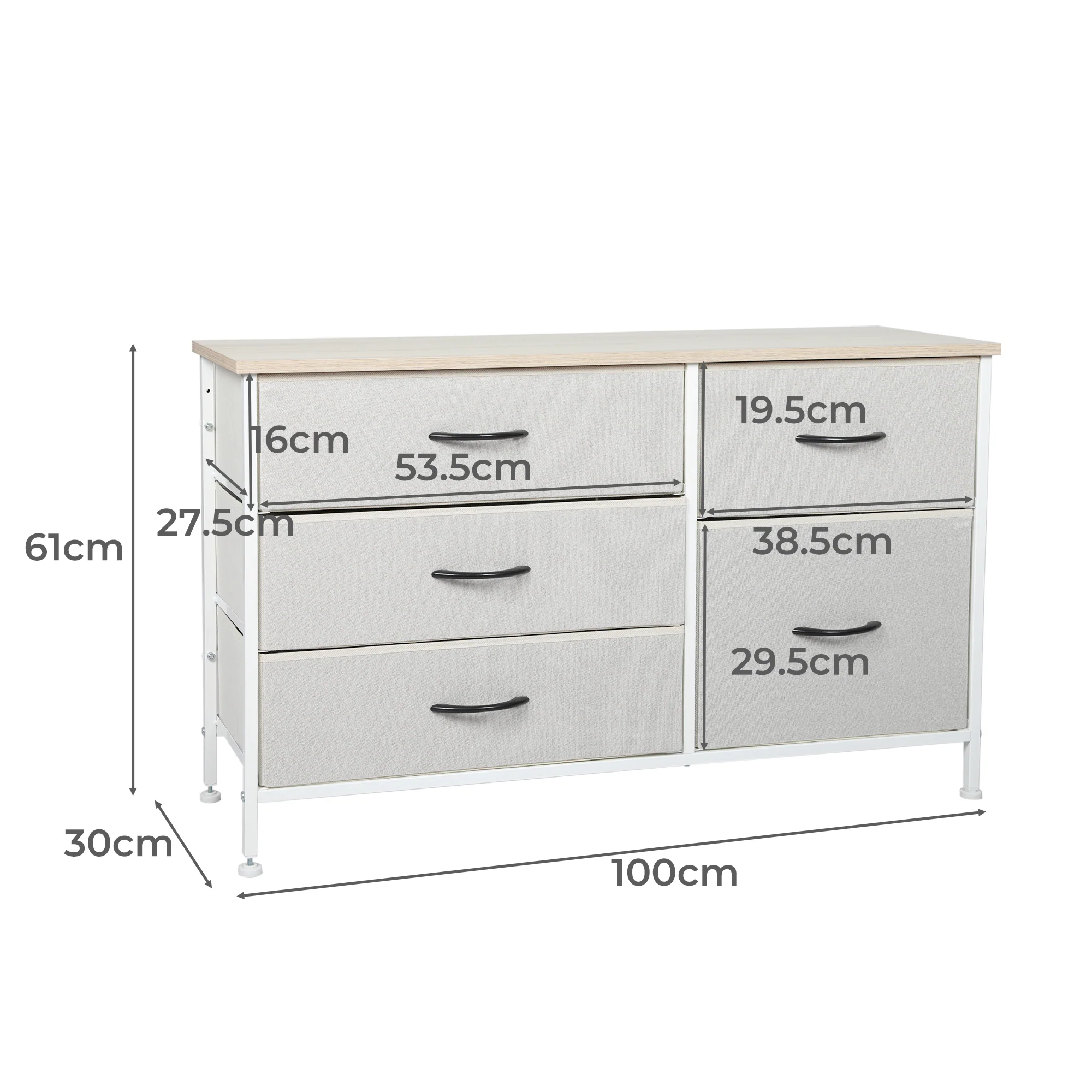 Levede Storage Cabinet Tower Chest - Beige - Nurns