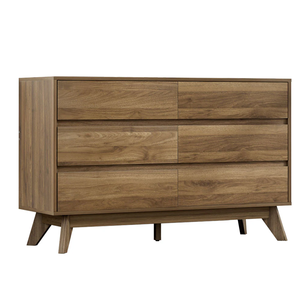 Artiss 6 Chest of Drawers - Walnut - Nurns