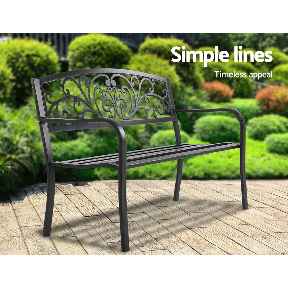 Calliope Outdoor Garden Bench - Black - Nurns