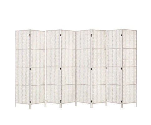 8 Panel Room Divider Screen 326x170cm Woven - White - Nurns