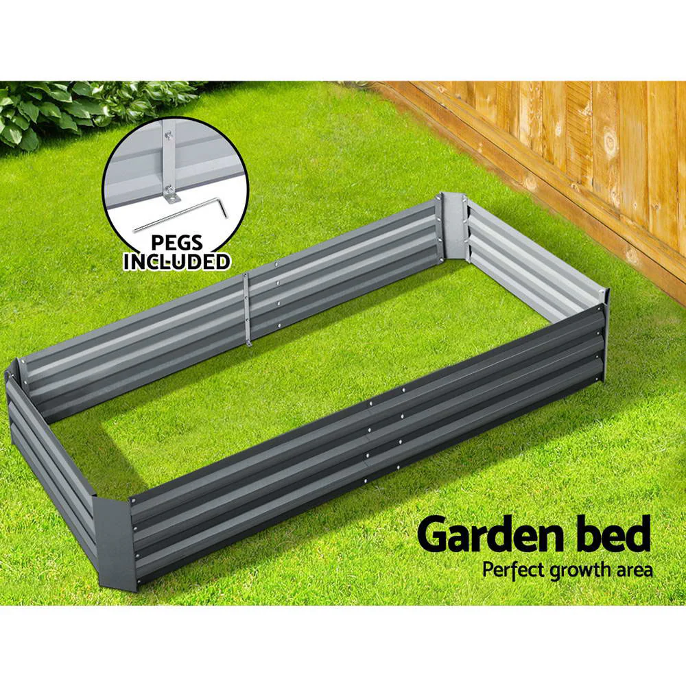 Garden Bed 180x90cm Planter Box Raised Container Galvanised Steel - Nurns