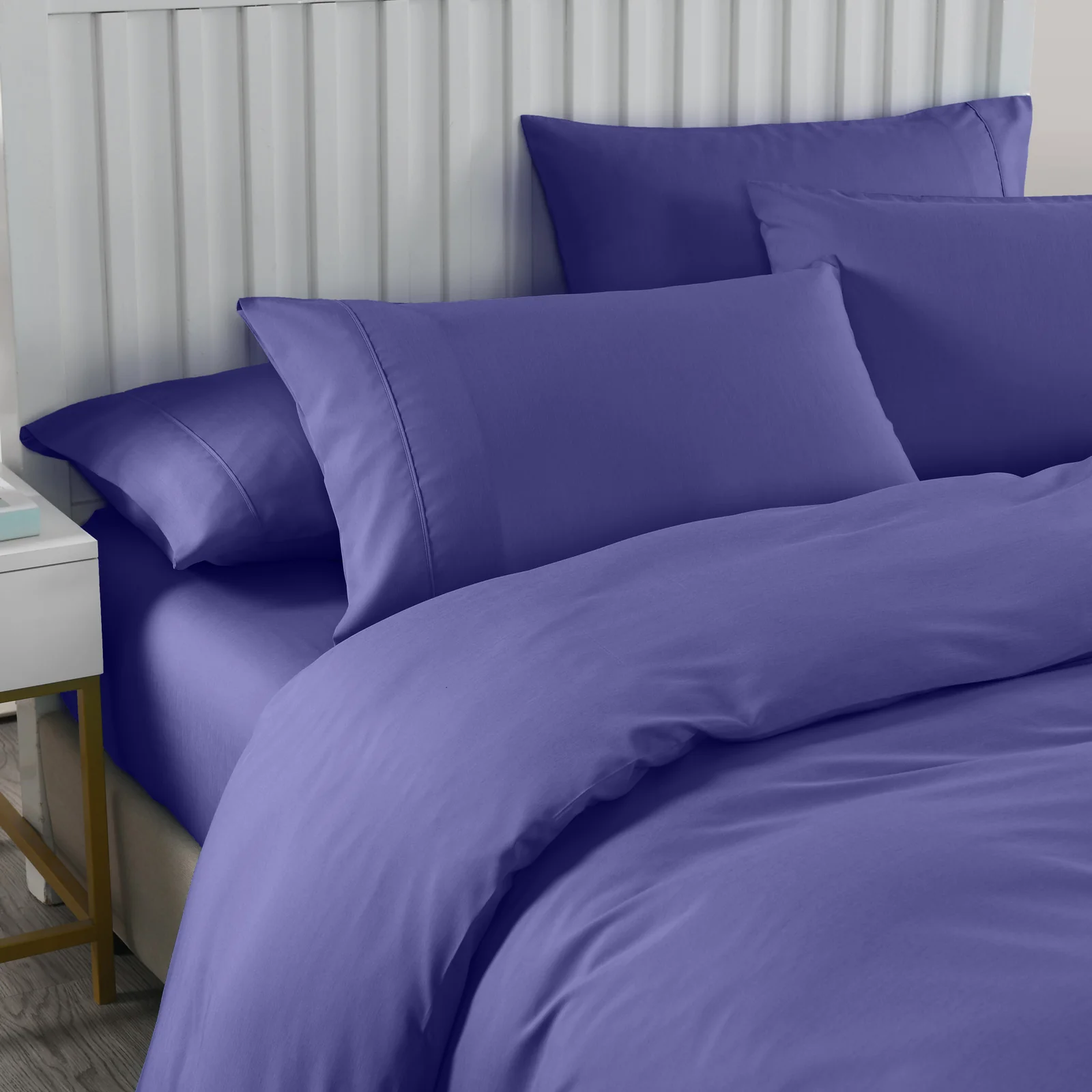 QUEEN 2000TC Bamboo Cooling Quilt Cover Set - Royal Blue - Nurns
