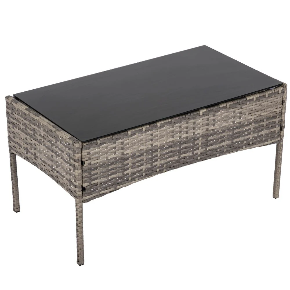 Lowry 4-Seater Wicker 4-Piece Outdoor Lounge Set - Mixed Grey - Nurns