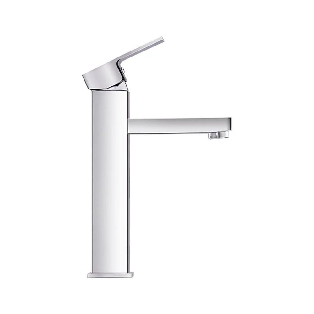 Bathroom Basin Mixer Tap Square Tall Faucet Vanity Laundry Chrome - Nurns