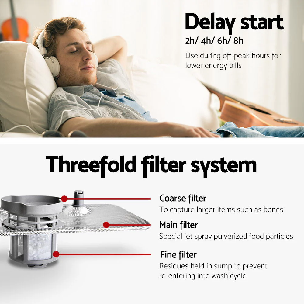 Devanti 6 Place Settings Benchtop Dishwasher Sliver - Nurns