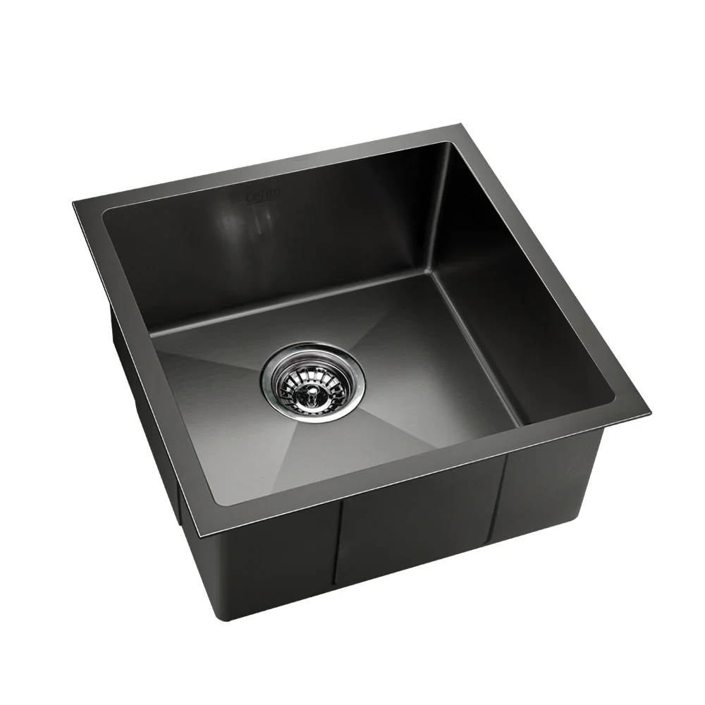 Cefito Kitchen Sink 51X45cm Stainless Steel Basin Single Bowl Black - Nurns