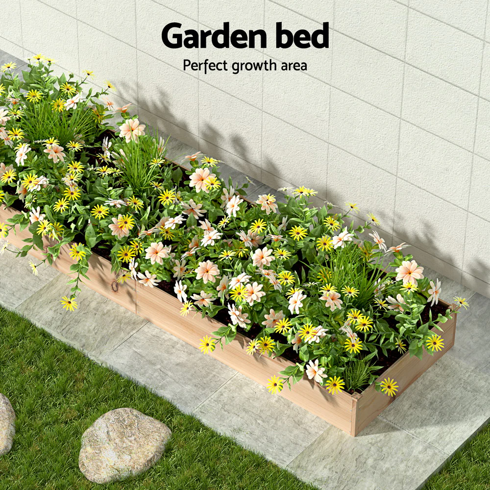 Garden Bed 150x90x30cm Wooden Planter Box Raised Container Growing - Nurns