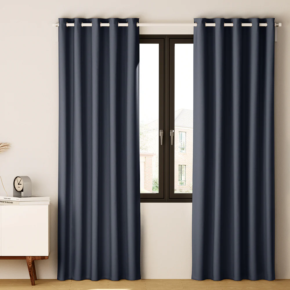 Set of 2 Blockout Curtains Blackout Window Curtain Eyelet 240x230cm Charcoal - Nurns