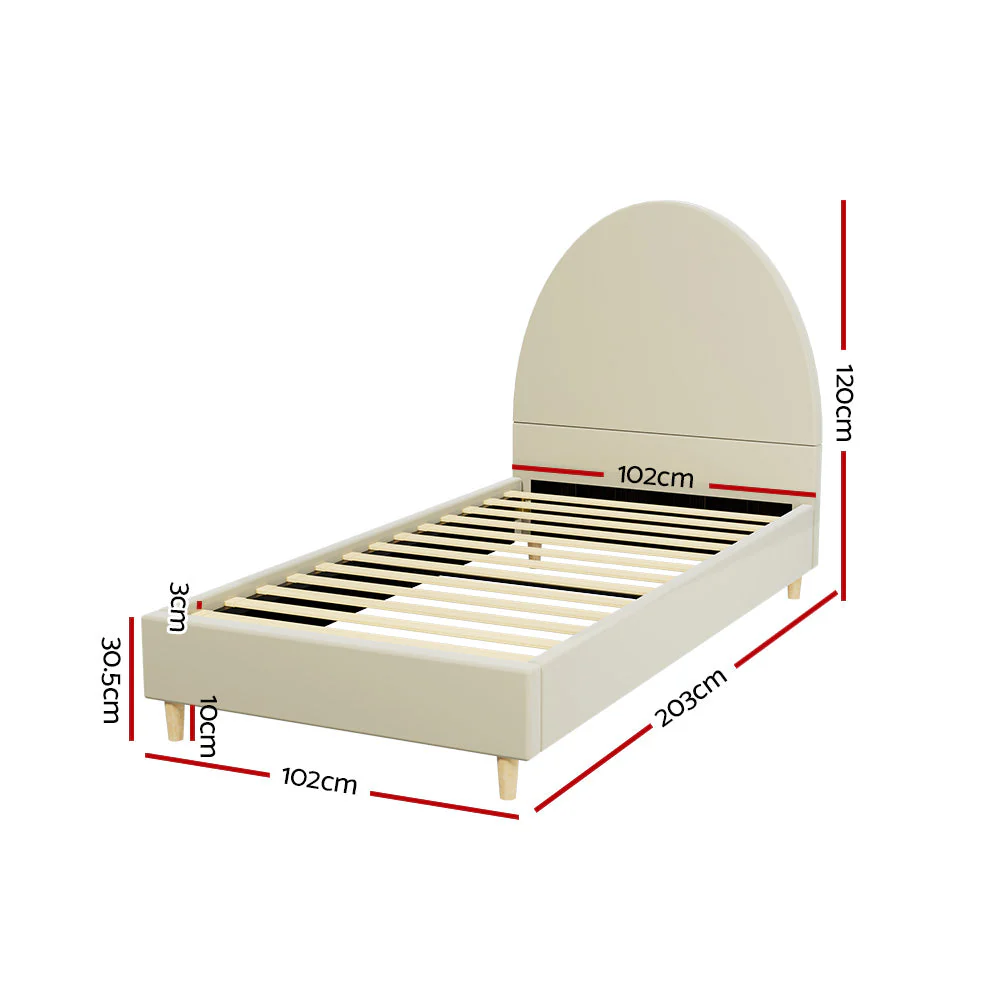 Giddy Bed & Mattress Package with 32cm Mattress - Cream Single - Nurns