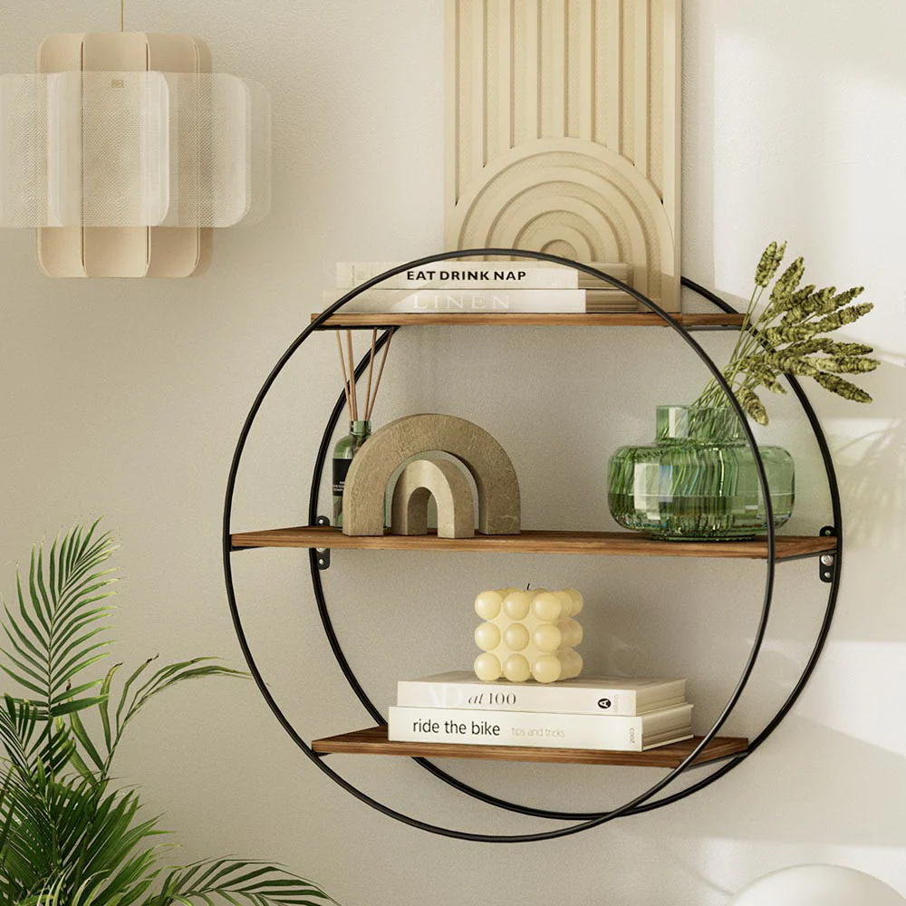Artiss Floating Wall Shelf Round 3-Tier - Nurns