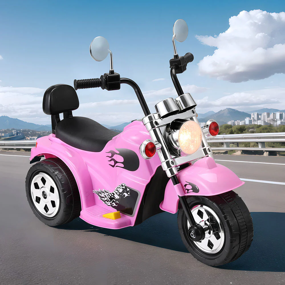 Kids Ride On Car Motorcycle Motorbike Electric Toys Horn Music 6V - Pink - Nurns