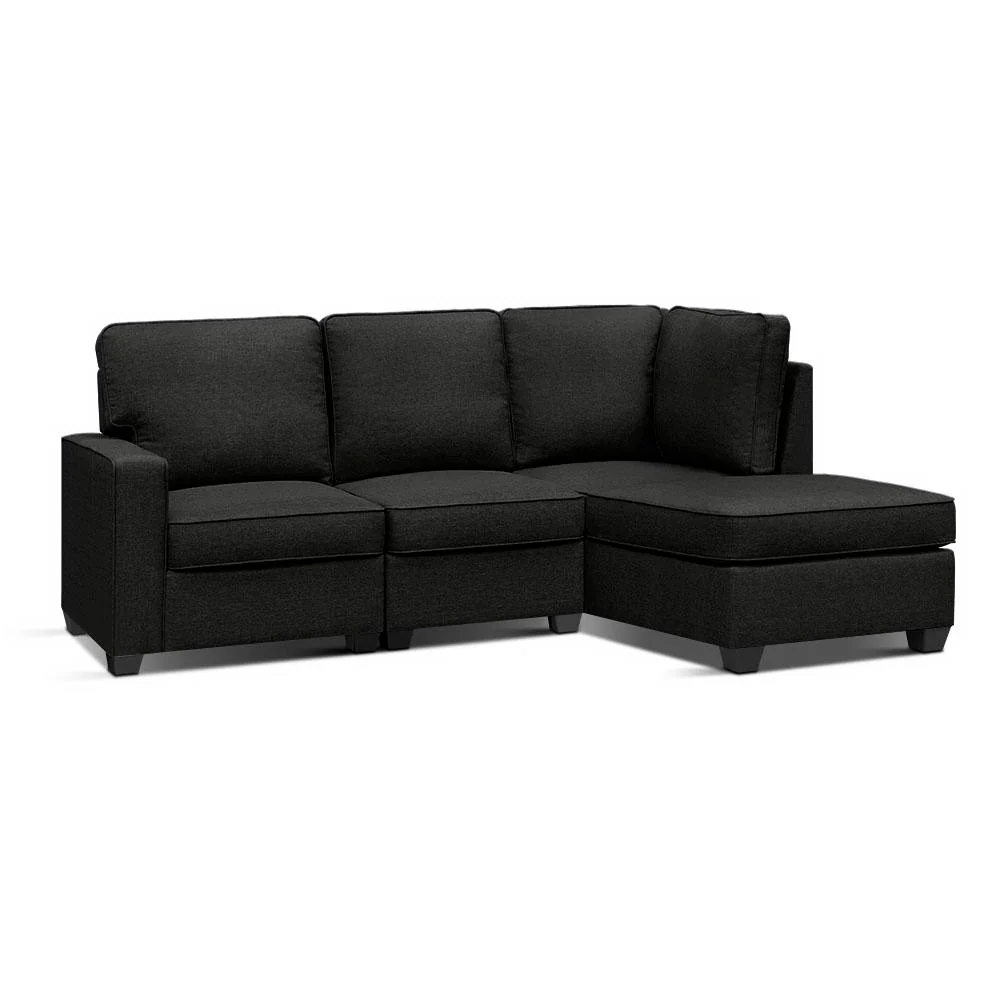 Misty 4-Seater Modular Chaise Suite Couch Sofa Lounge - Dark Grey - Nurns