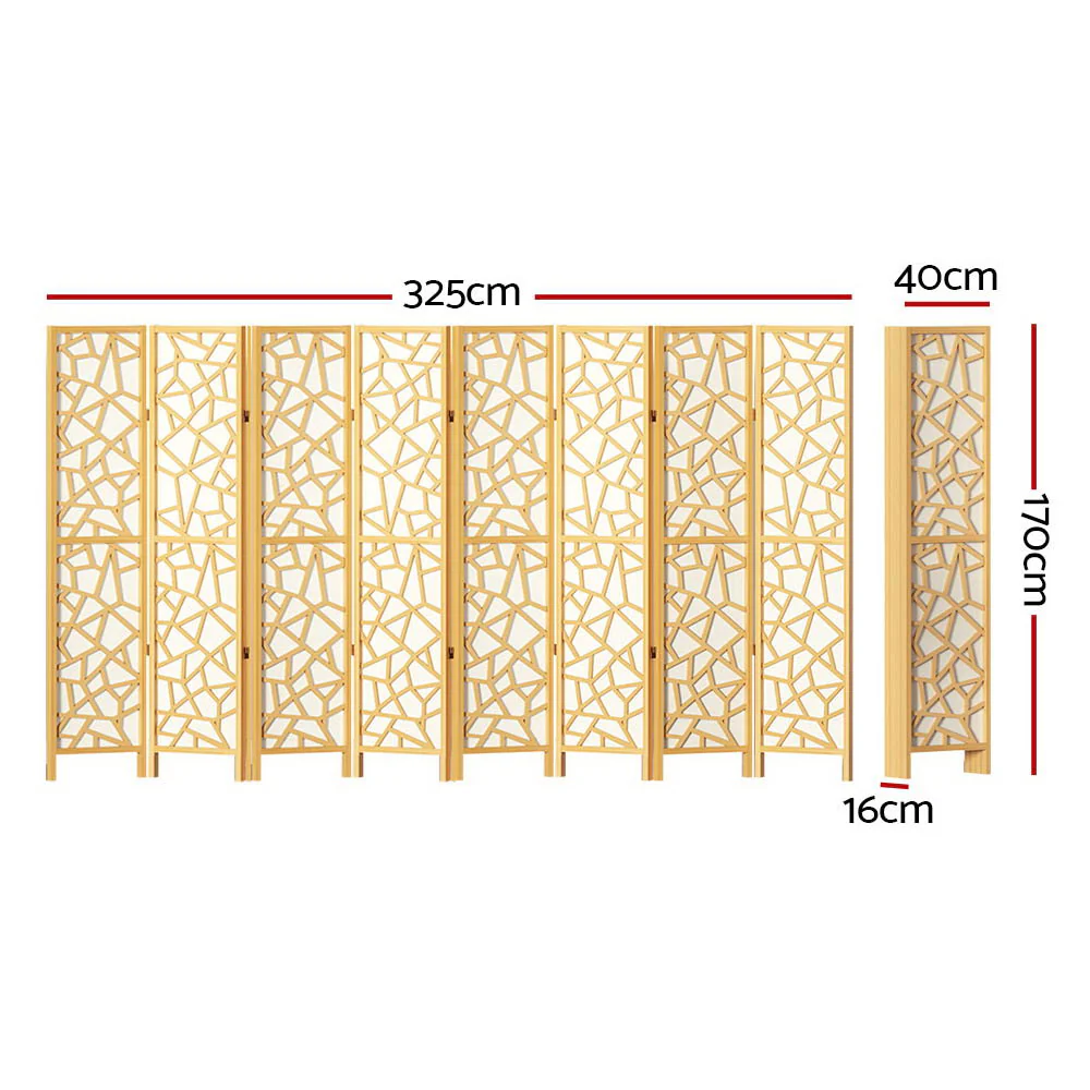 8 Panel Room Divider Screen 325x170cm - Natural - Nurns