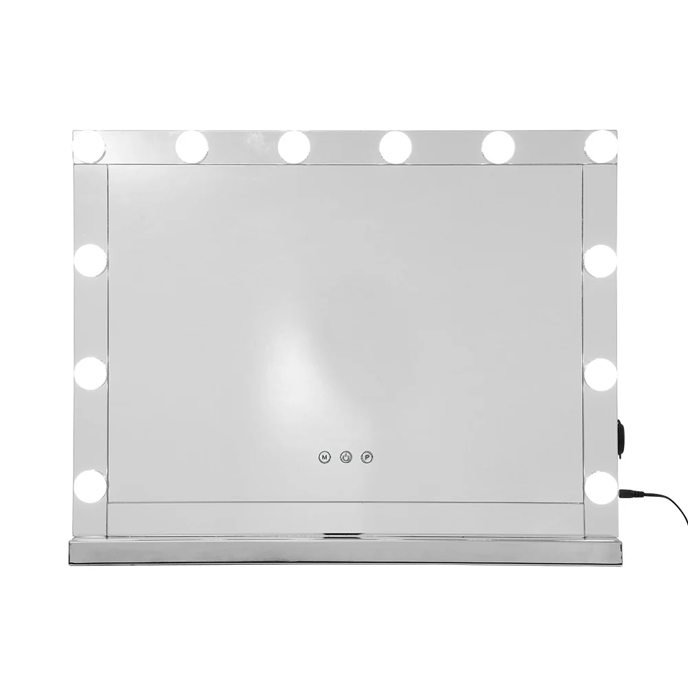 Hollywood Makeup Mirror With Light 12 LED Bulbs Vanity Lighted Silver 58cmx46cm - Nurns