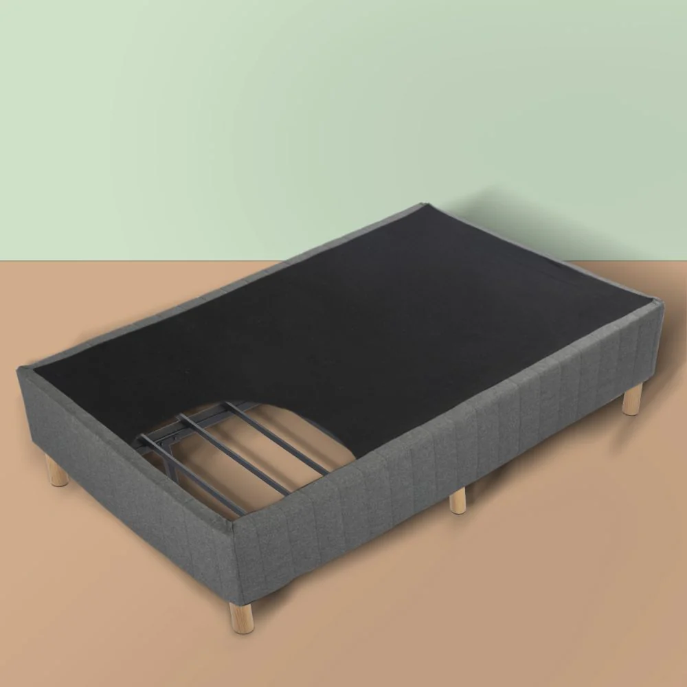 Vera Ensemble Bed Base Mattress Foundation with Metal Stats - Dark Grey Single - Nurns