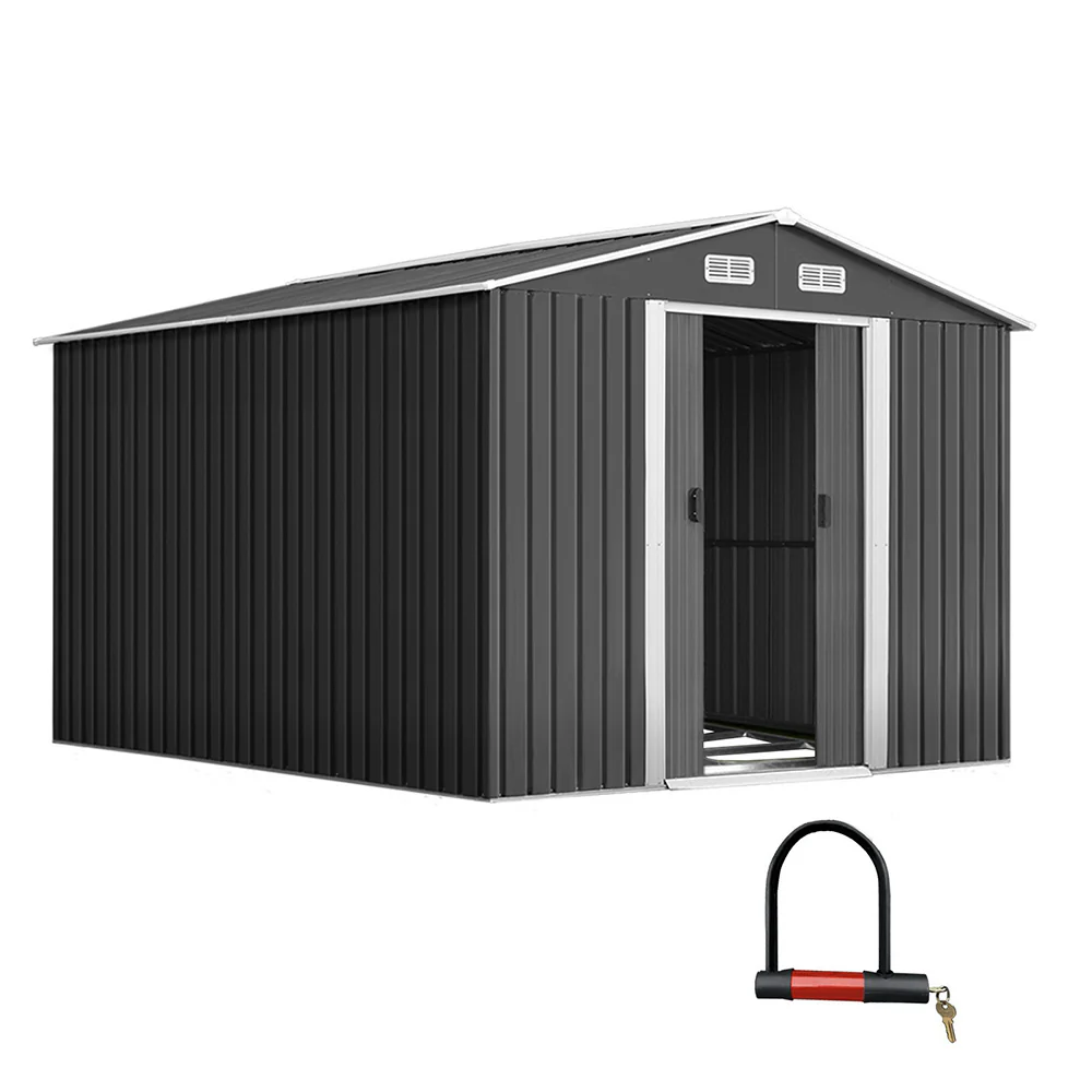 Giantz Garden Shed 2.6x3.9M w/Metal Base Sheds Outdoor Storage Workshop Tool Shelter Sliding Door - Nurns