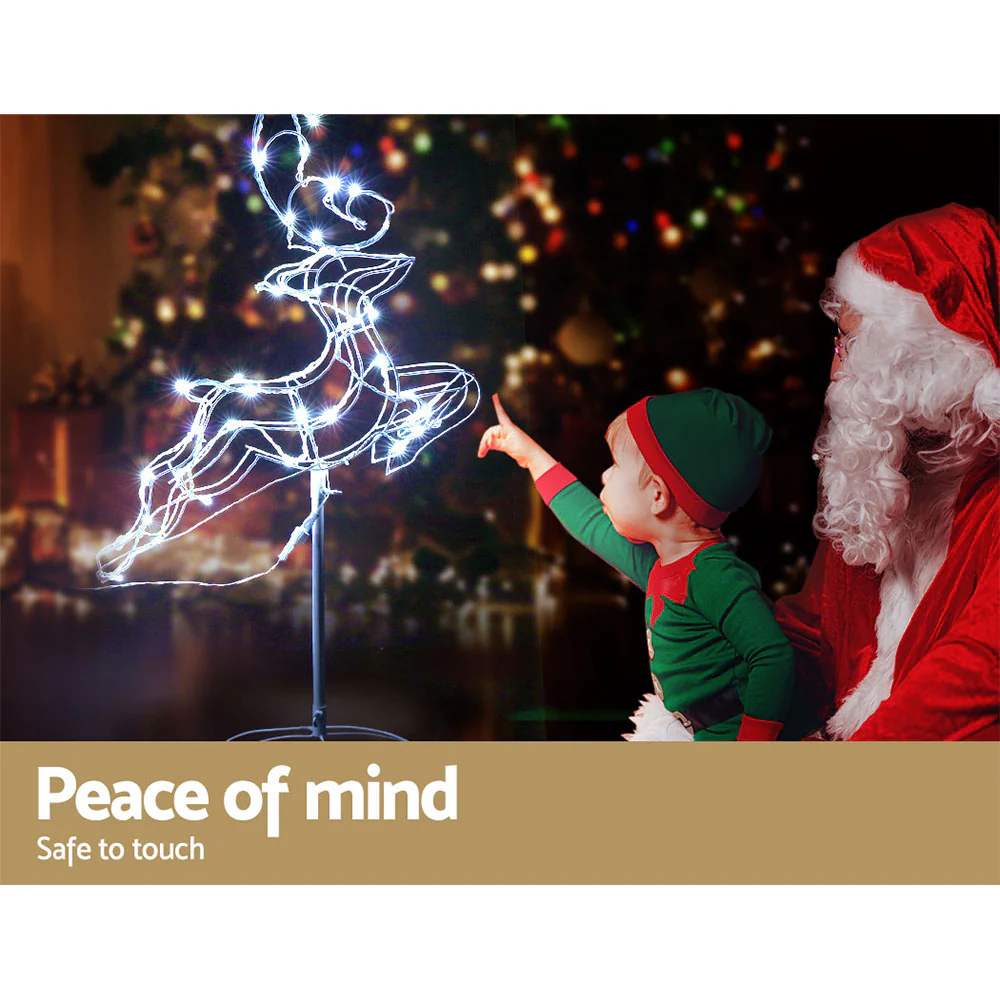 Christmas Lights Reindeer Sleigh 120 LED Decorations - Nurns