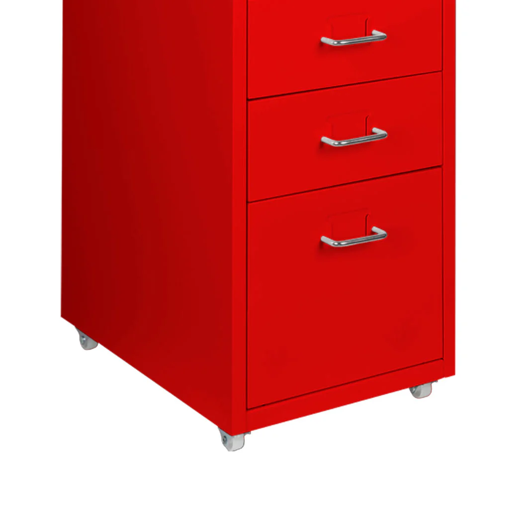 Levede 5 Drawer Office Cabinet Drawers Red - Nurns