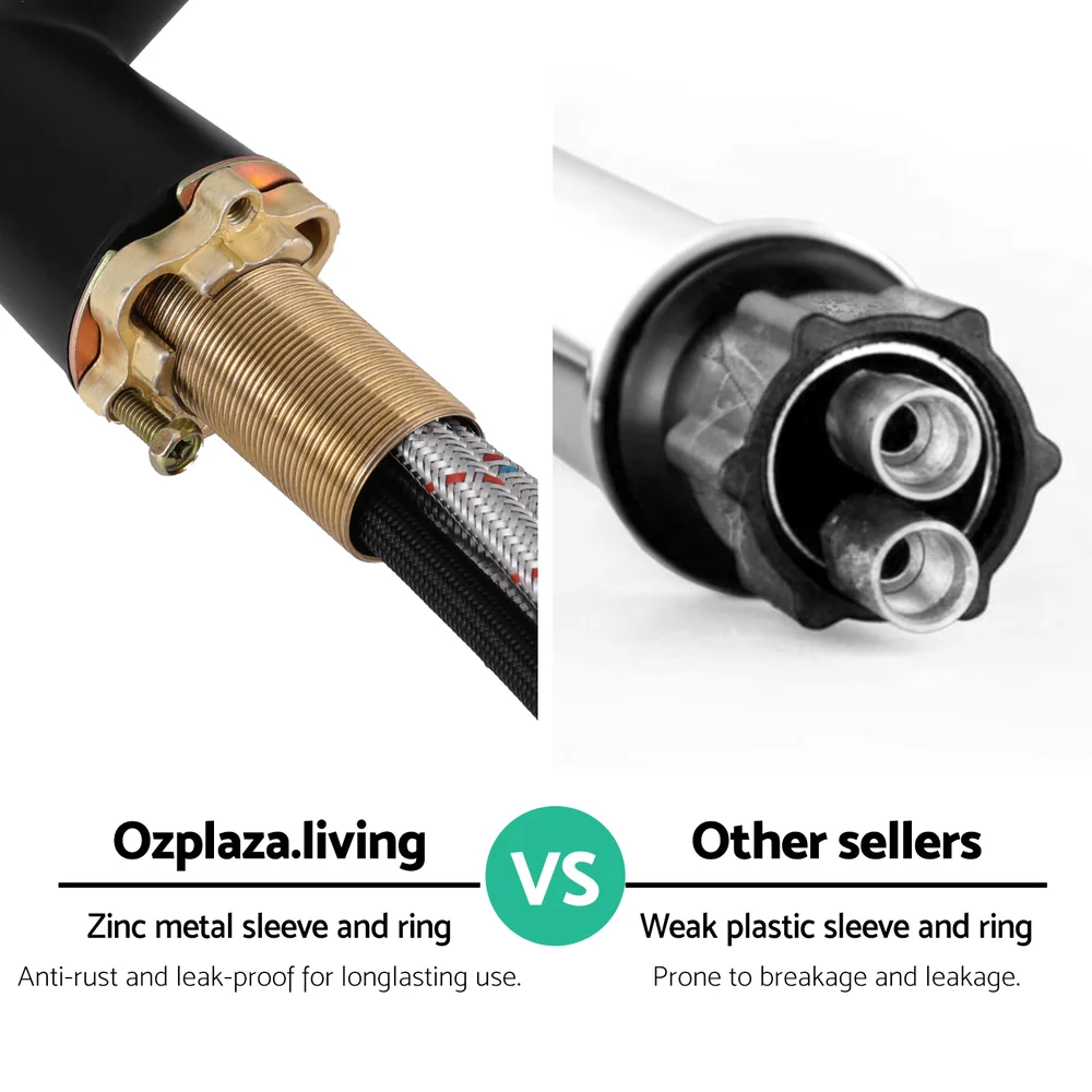 Kitchen Mixer Tap Pull Out Round 2 Mode Sink Basin Faucet Swivel - Black - Nurns