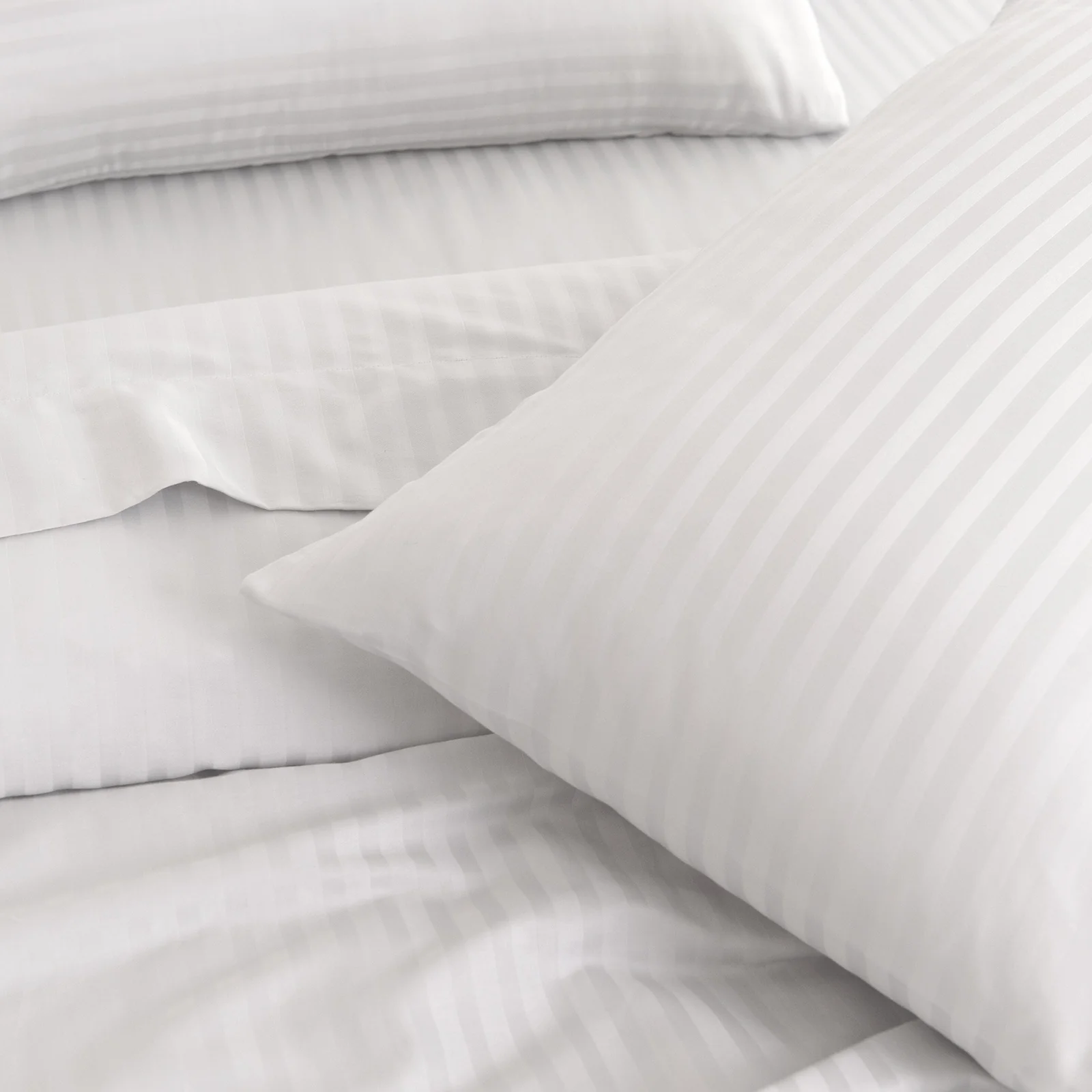 Double Kensington 1200TC Cotton Sheet Set Stripe - White - Nurns