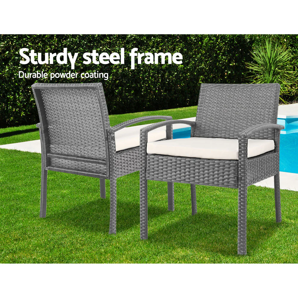 Harold 2-Seater Furniture 3-Piece Outdoor Setting - Grey - Nurns