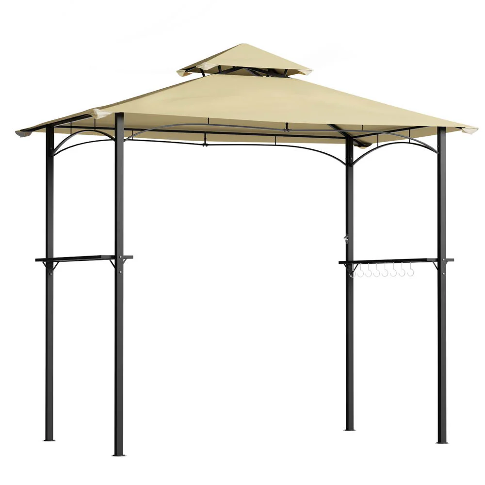 Instahut Gazebo Outdoor Patio Marquee BBQ Grill Shelter Garden Shade Hooks Beige - Nurns