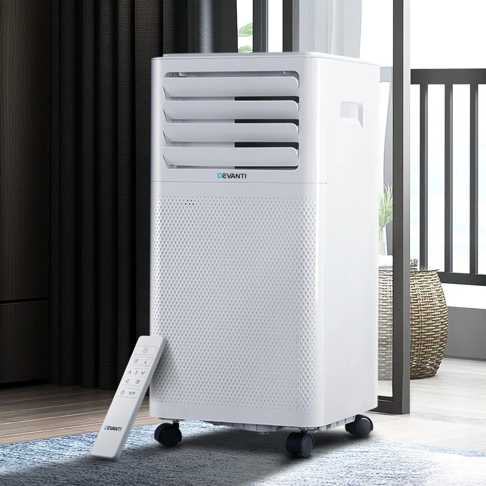 Portable Air Conditioner Cooling Mobile Fan Cooler Dehumidifier White 2000W - Nurns