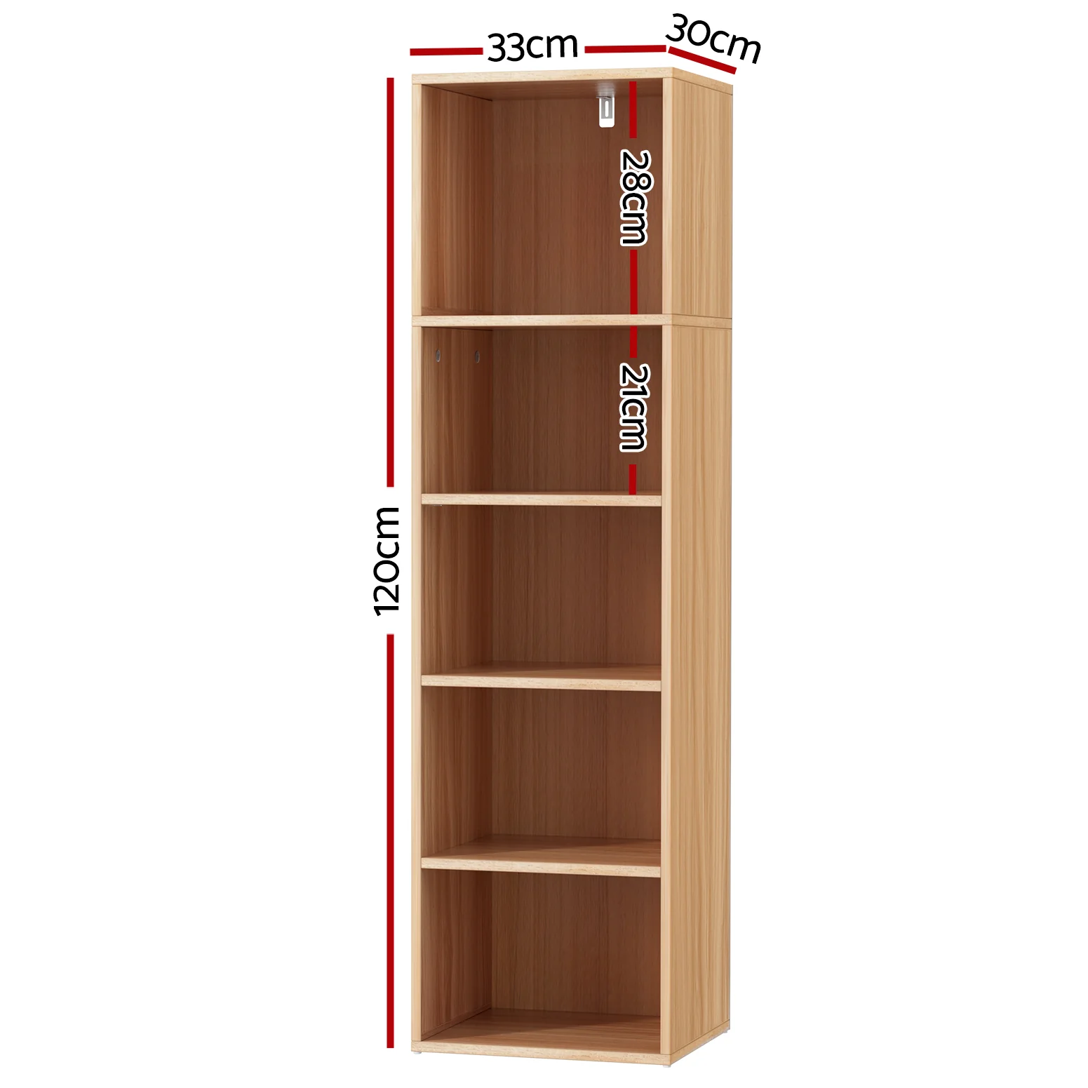 Artiss Bookshelf 5 Tiers Milo Pine - Nurns