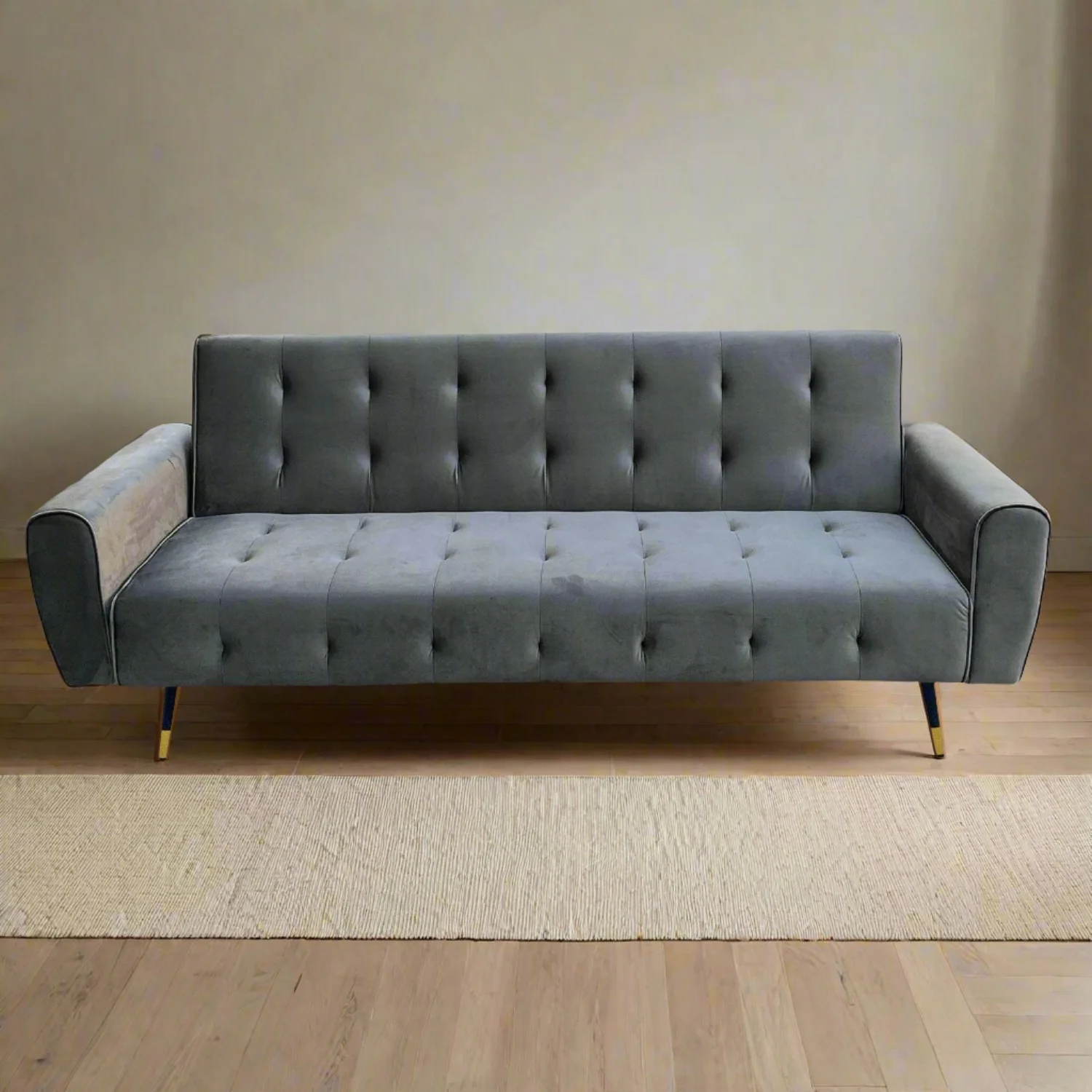 Milli 3-Seater Tufted Velvet Sofa Bed - Dark Grey - Nurns