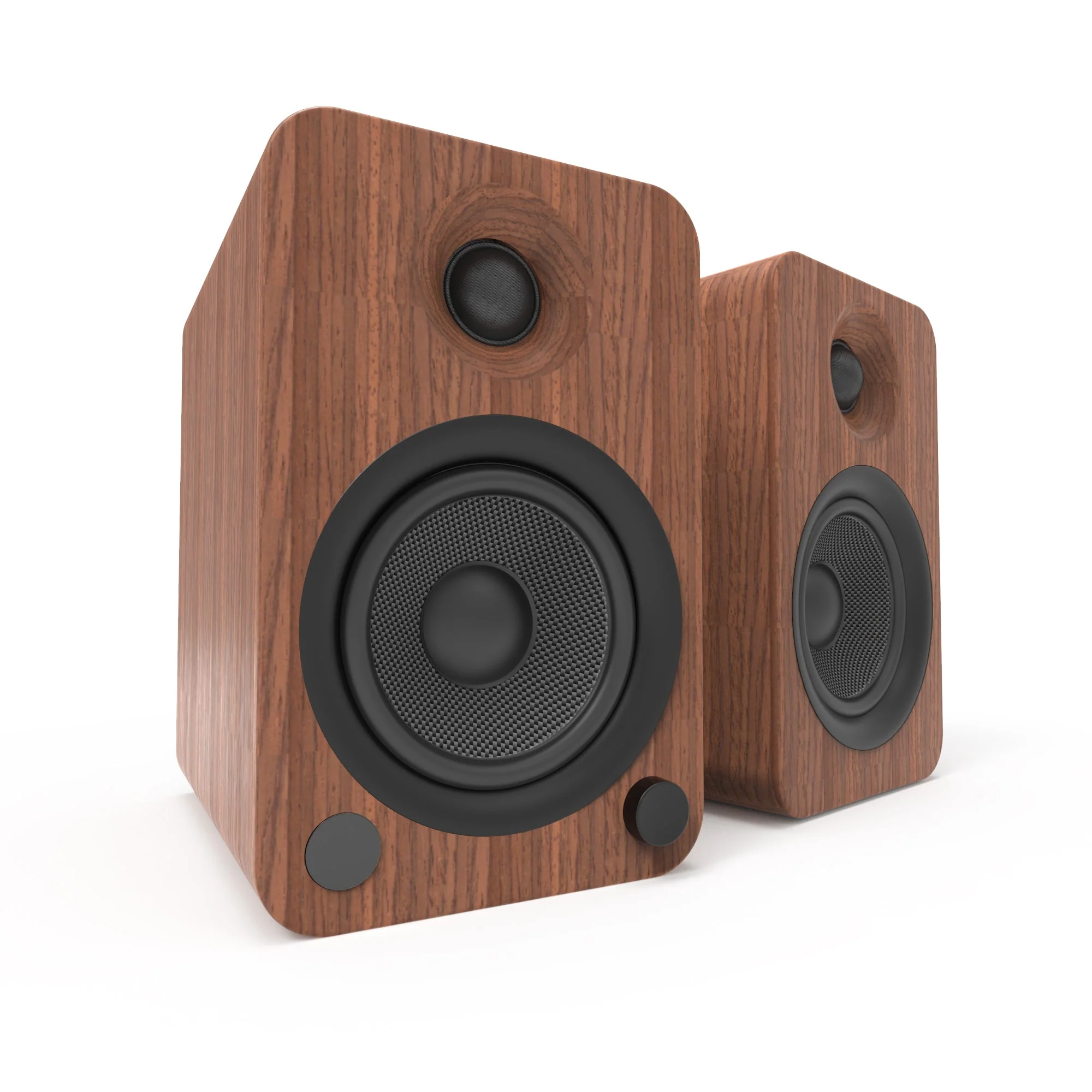 YU4 140W Powered Bookshelf Speakers with Bluetooth and Phono Preamp Pair - Walnut - Nurns