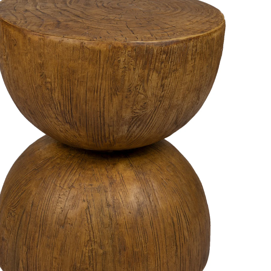 Iskander 40cm Side End Table Terrazzo Hourglass Magnesia Stool Stand Top - Oak - Nurns