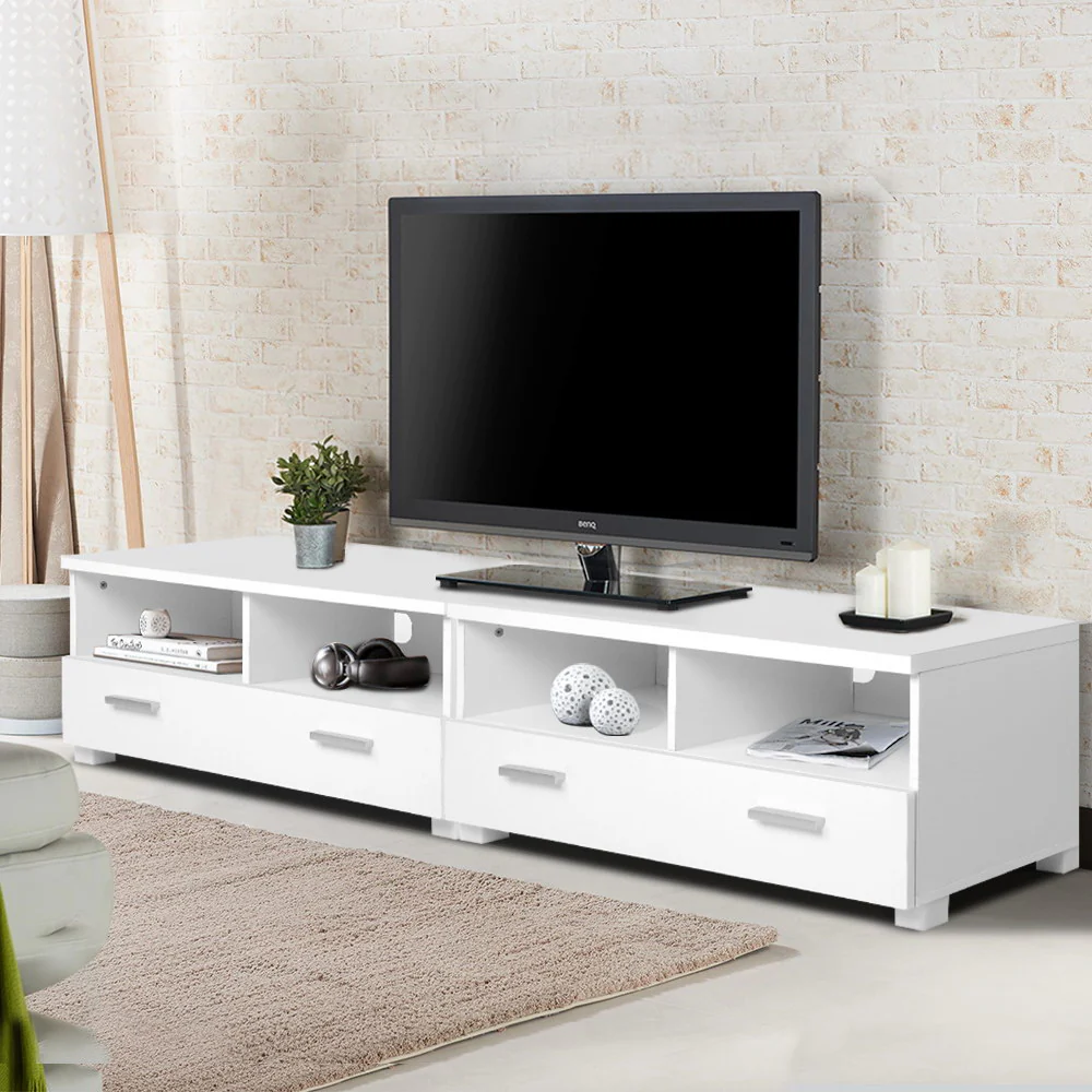 Larsen 180cm TV Stand Entertainment Unit with Drawers - White - White - Nurns