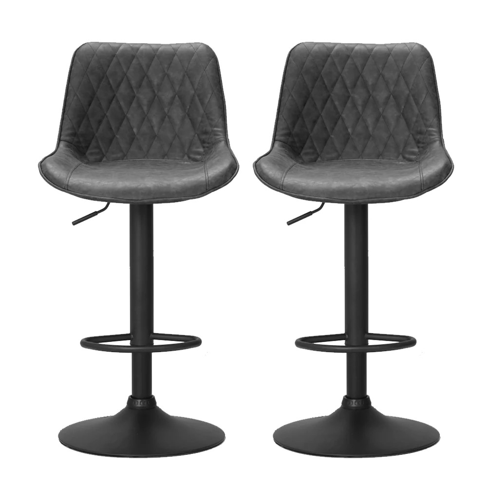 Set of 2 Barcelona Bar Stools Kitchen Stool Chairs Metal Barstool Dining Chair - Black - Nurns