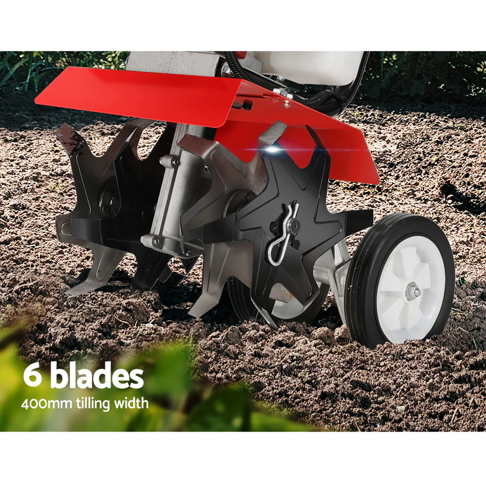 88CC Tiller Garden Cultivator Rototiller 6 Blades Soil Plower Rotary Hoe - Nurns