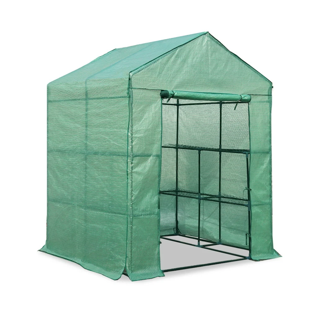 Greenfingers Greenhouse 1.4x1.55x2M Walk in Green House Tunnel Plant Garden Shed 8 Shelves - Nurns