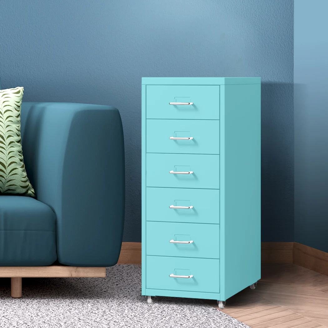 Levede 6 Drawer Office Cabinet Drawers Turquoise - Nurns