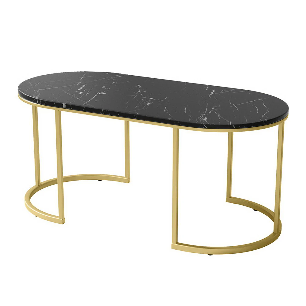 Ivena Coffee Table Marble Effect - Black - Nurns