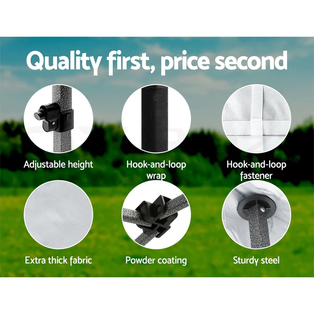 Instahut Gazebo Pop Up Marquee 3x3 Folding Tent Wedding Gazebos 500D White - Nurns