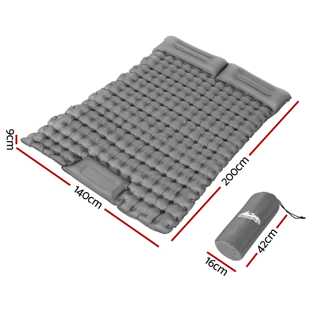 Self-Inflating Mattress Camping Sleeping Mat Air Bed Double Pillow Bag - Nurns