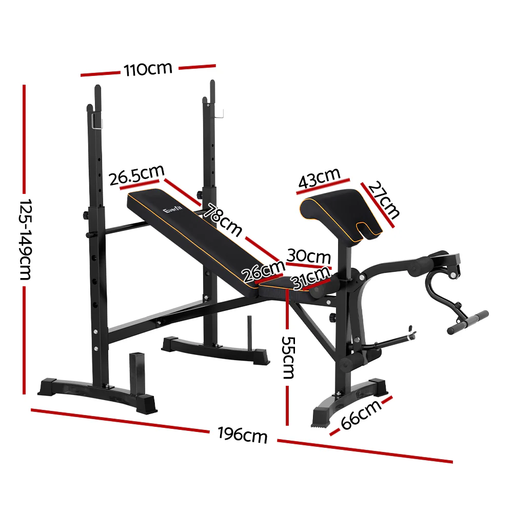 Everfit Weight Bench 10 in 1 Bench Press Home Gym Station 330kg Capacity - Nurns