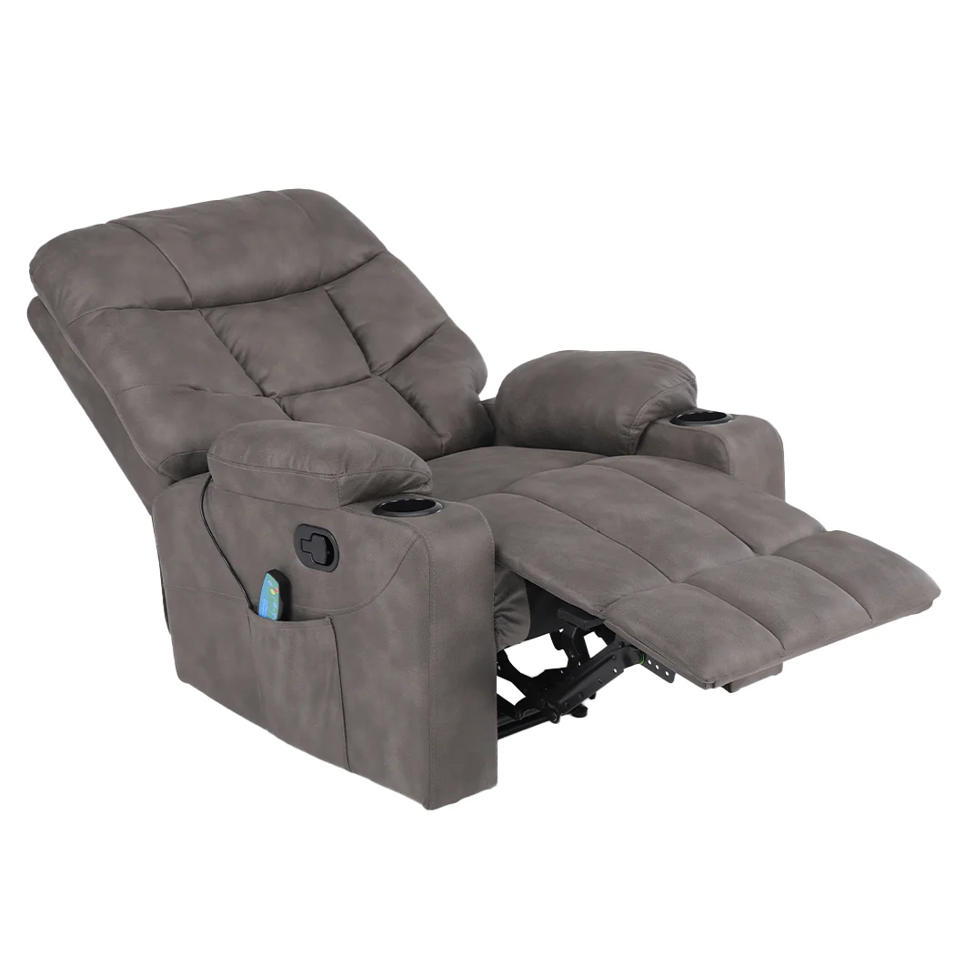 Pax Electric Massage Recliner Chair Heated 8-point Lounge Armchair - Grey - Nurns