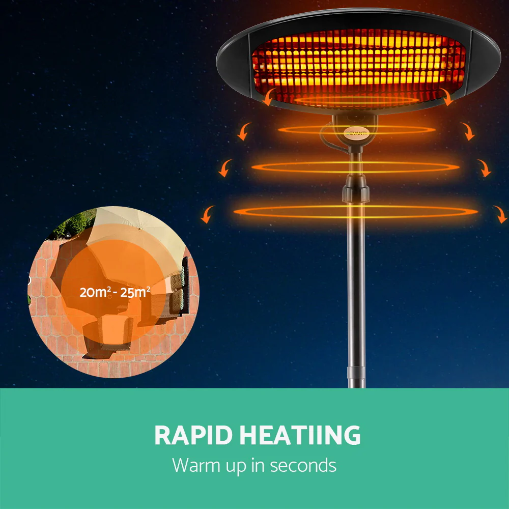 Electric Patio Heater 2000W - Black - Nurns