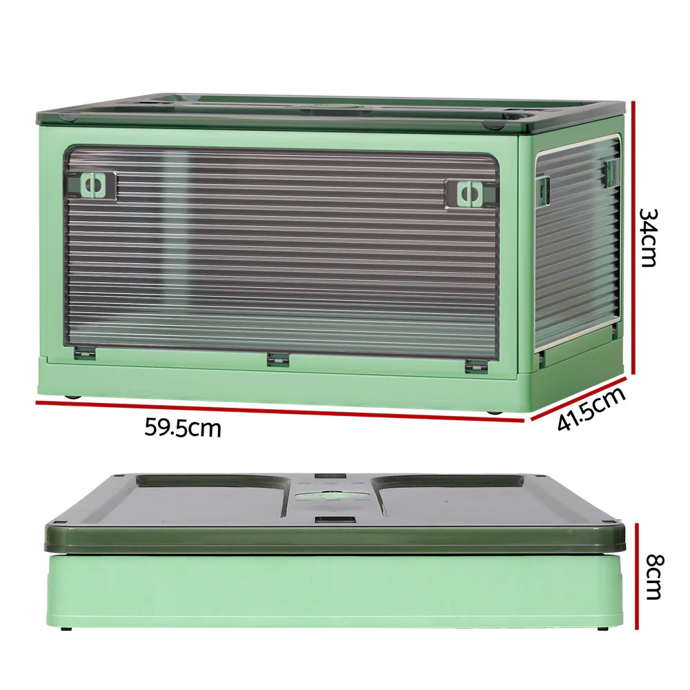 Artiss Storage Box Container Foldable Stackable 5 Sides Open Transparent 82L - Nurns