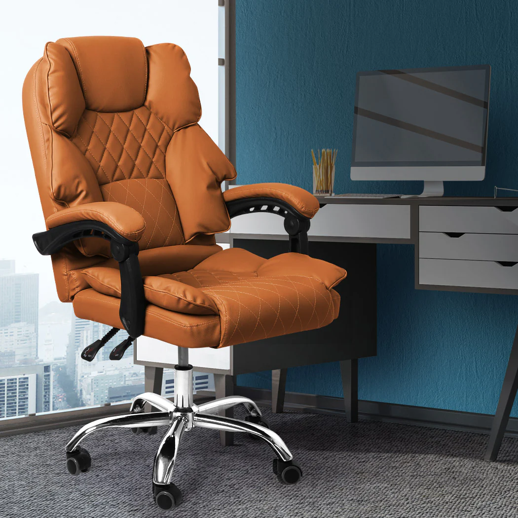 Levede Gaming Chair Office Computer Brown No Footrest - Nurns