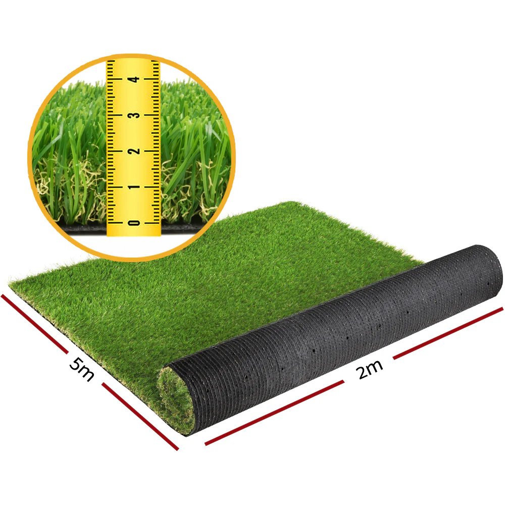 Primeturf Artificial Grass 20SQM 30mm Synthetic Fake Lawn Turf Plastic Plant 4-coloured 2mx5m - Nurns