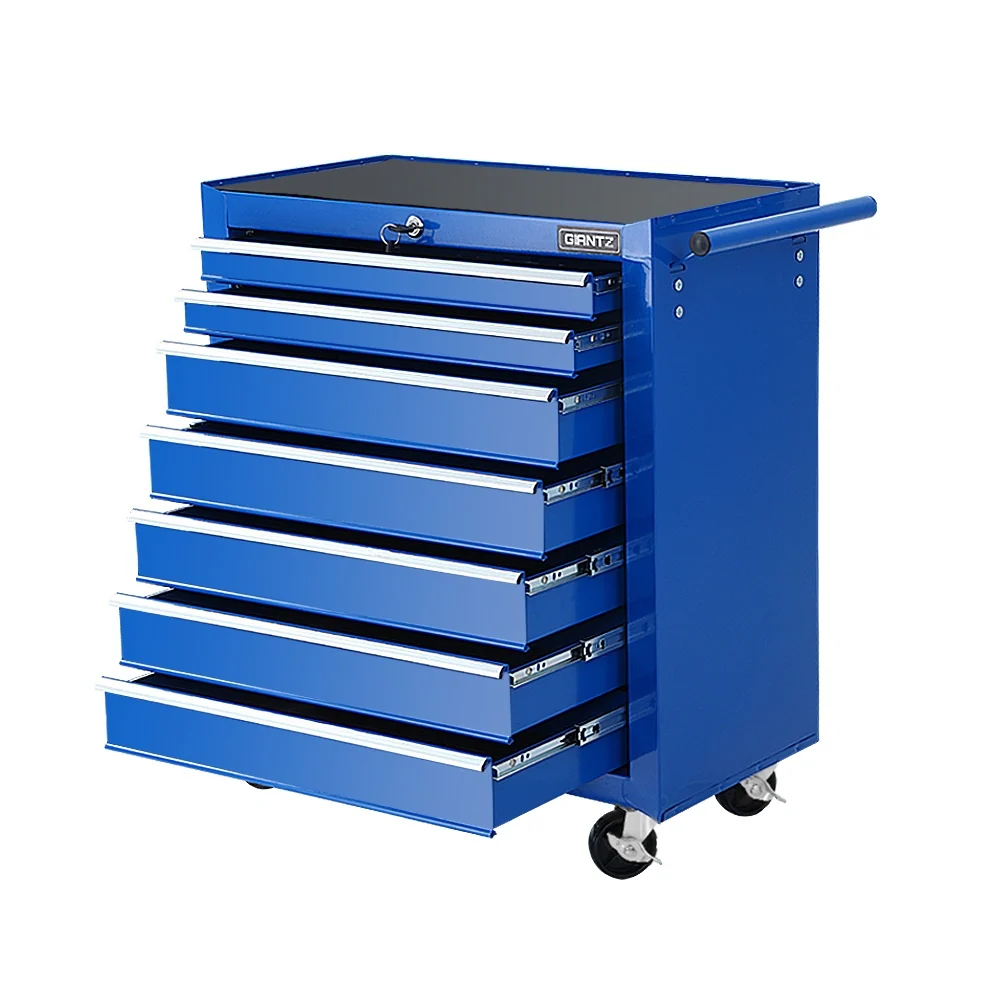 Tool Chest and Trolley Box Cabinet 7 Drawers Cart Garage Storage Blue - Nurns